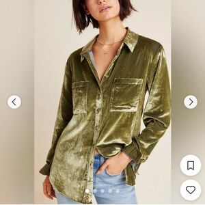 Pilcro Velvet Shirt in Olive
